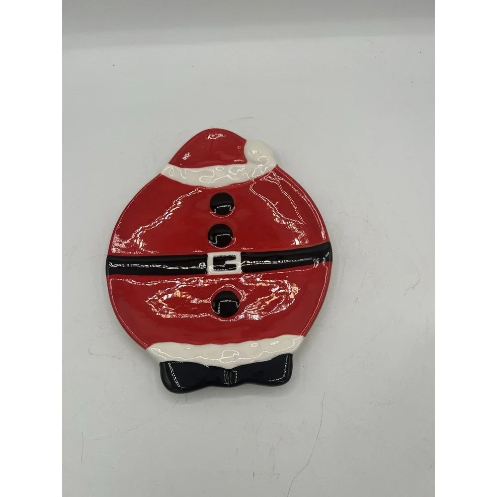 🎅 Mud Pie Santa Trinket/Cookie Tray – Holiday Ceramic Dish‎ – EUC 🎅